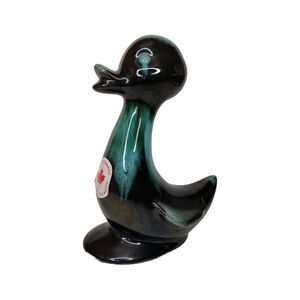 Ceramic Duck Figurine in Black and Green